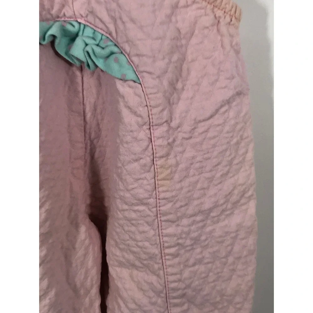 VTG OshKoshBGosh Kids Quilted Overalls 24 Months Pink Ruffle 90s Made In USA